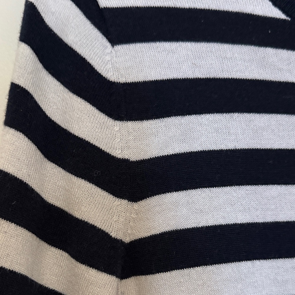 Banana Republic Navy Blue and White Striped Crew Neck Sweater - Picture 2 of 7